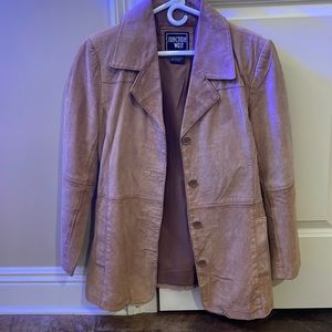 khaki 100% leather blazer medium